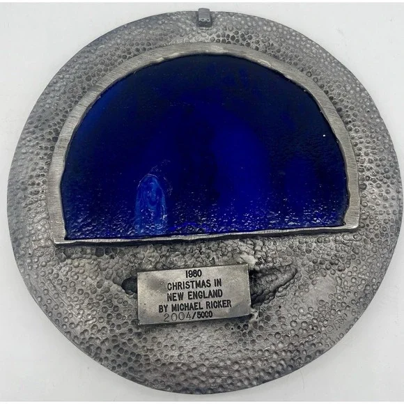 1980 Michael Ricker Christmas in New England Pewter Plaque Limited 2004/5000 - Picture 4 of 4